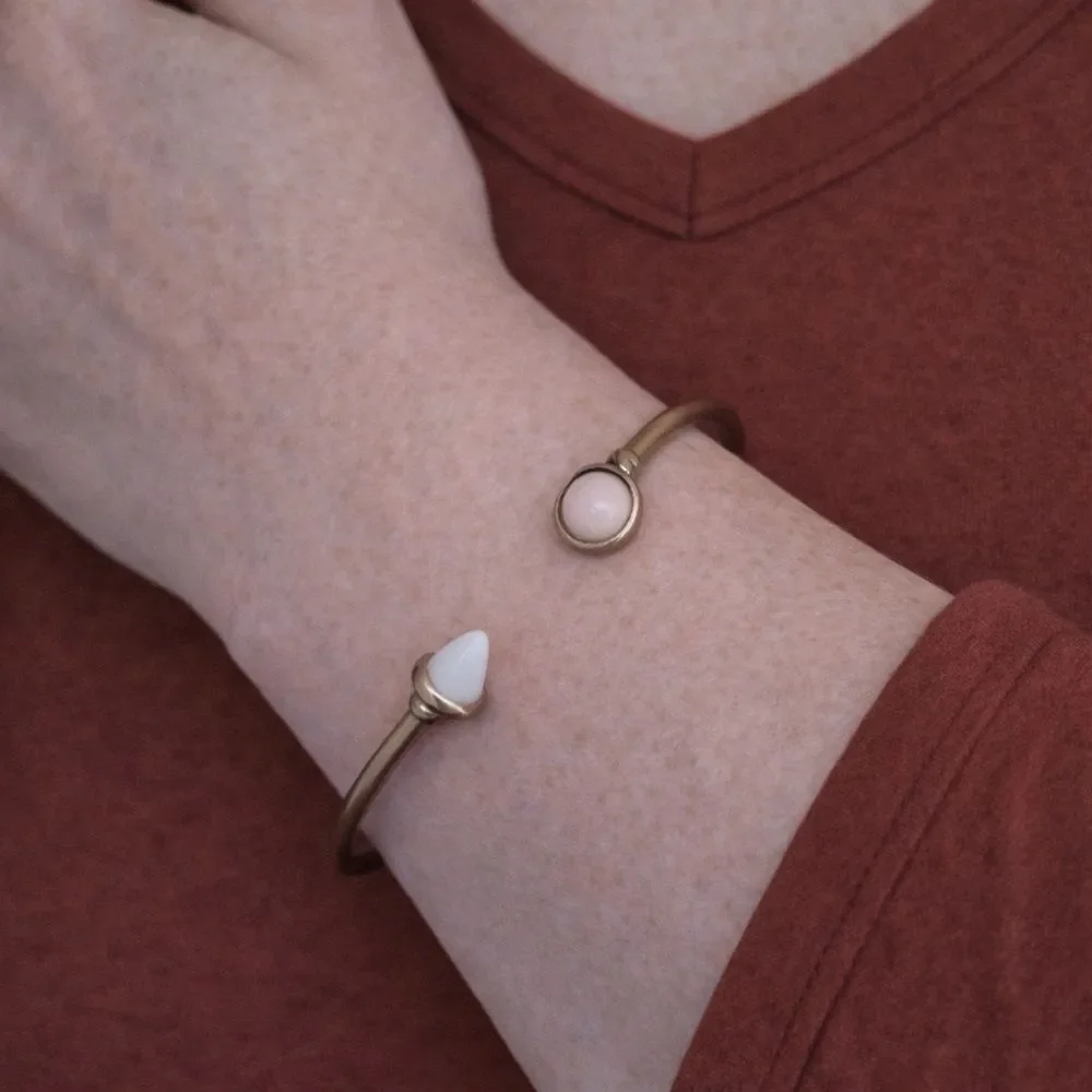 Laura Ford Gold-Tone Open Cuff Bracelet with White Stone Accents